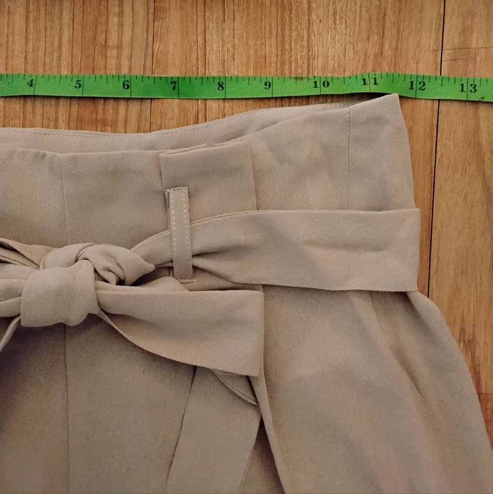 SHEIN Tan Super High‑Waist Wide‑Leg Pants w/Matching Bow Belt – Size XS - Picture 6 of 10